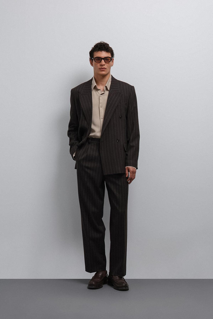 ANT Antioch Coffee Relax Fit Striped Men's Pants - West Jordan