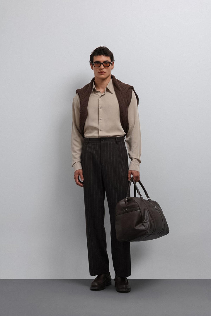 ANT Antioch Coffee Relax Fit Striped Men's Pants - West Jordan