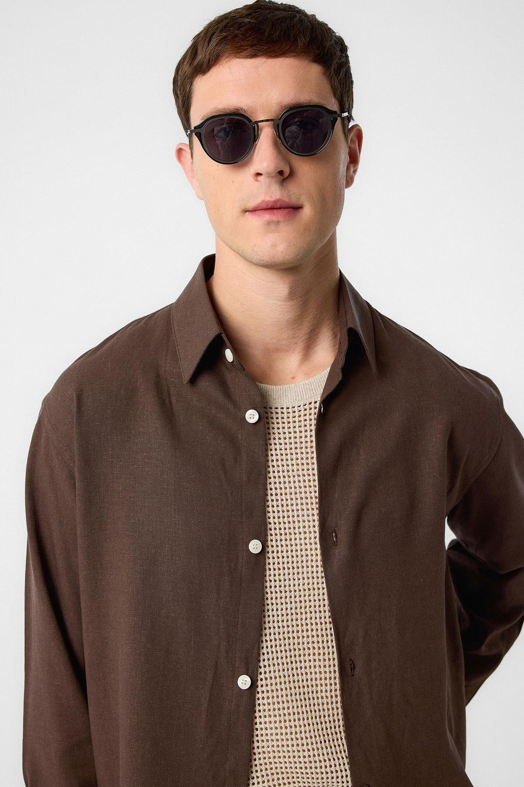 ANT Antioch Coffee Relax Fit Linen Blend Men's Shirt - Alton