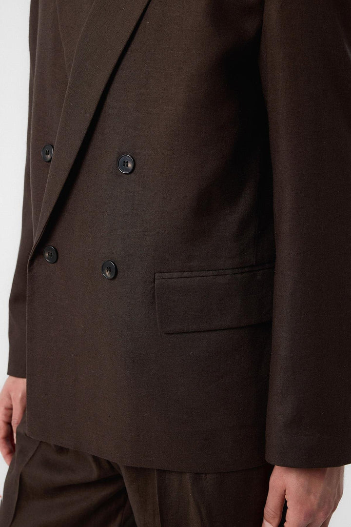 ANT Antioch Coffee Relax Fit Linen Blend Men's Blazer Jacket - Wichita