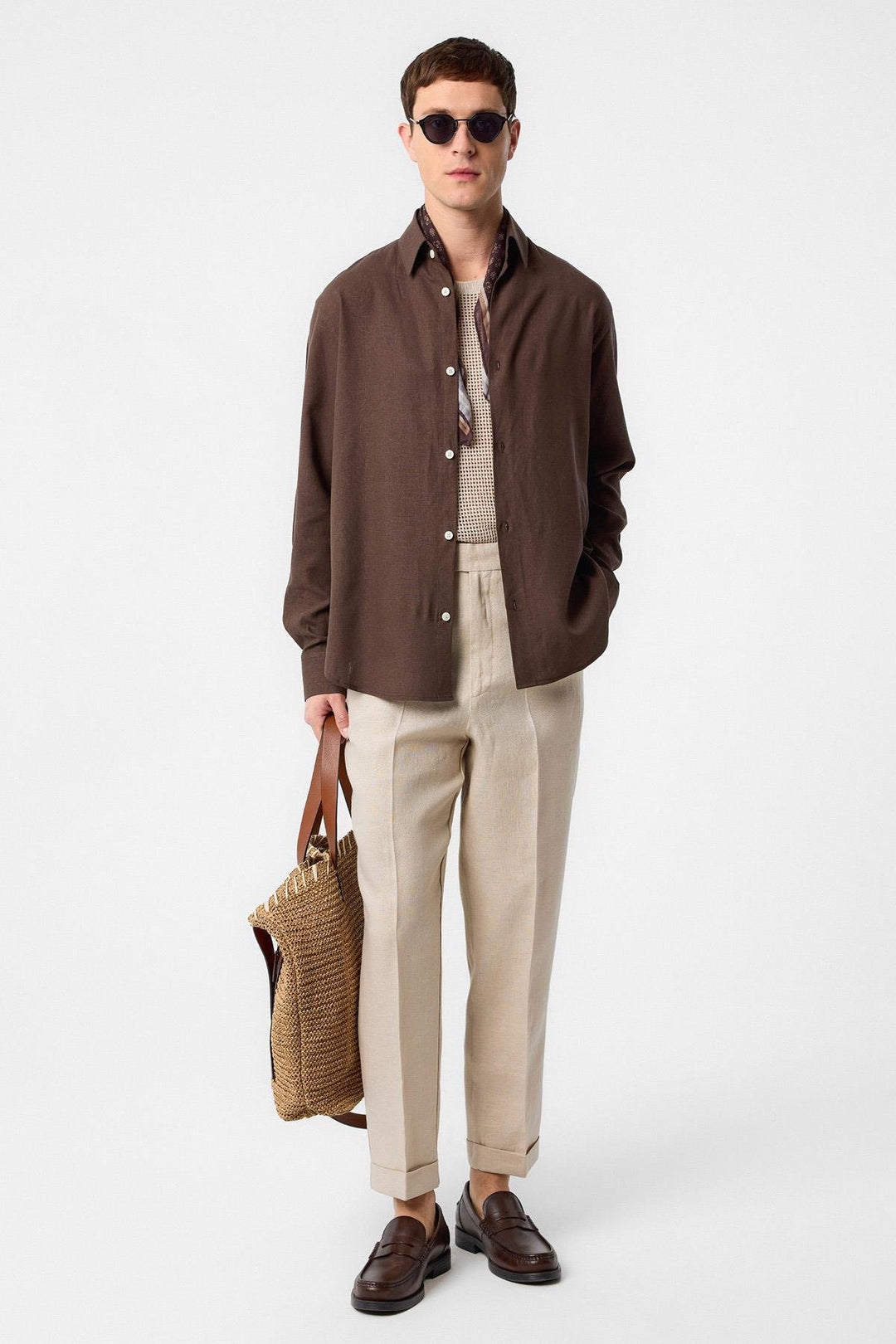 ANT Antioch Coffee Relax Fit Linen Blend Men's Shirt - Alton