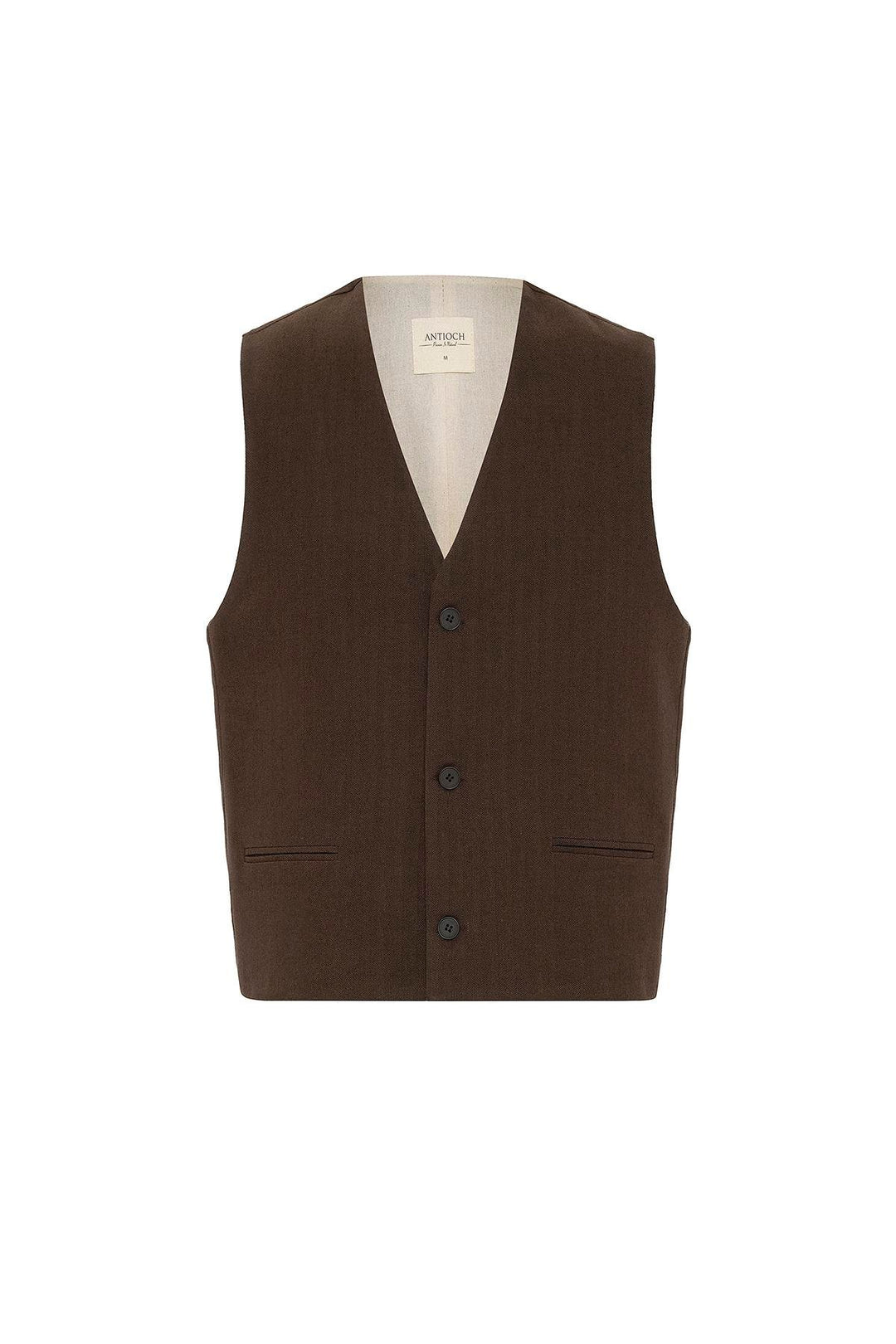 ANT Antioch Coffee Relax Fit Linen Blend Men's Vest - Bedford
