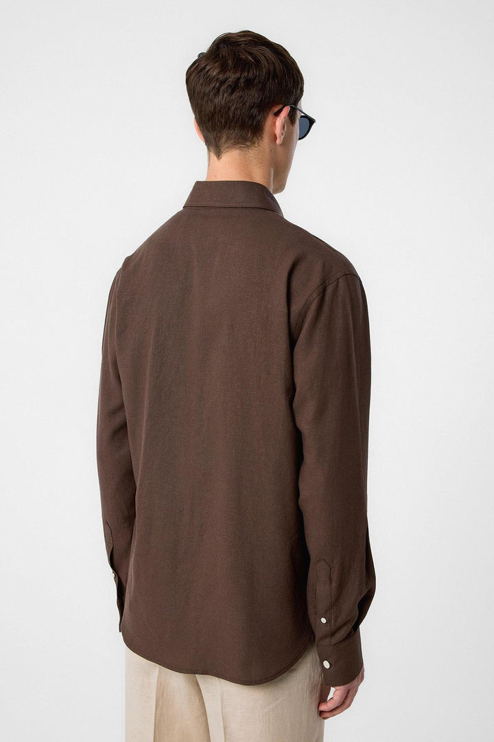 ANT Antioch Coffee Relax Fit Linen Blend Men's Shirt - Alton