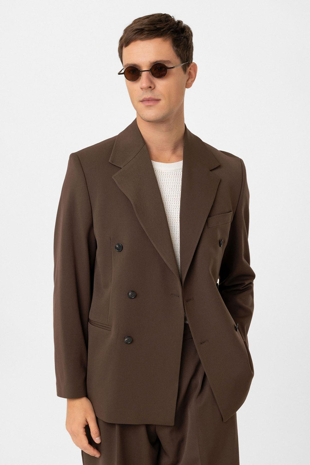 ANT Antioch Coffee Relax Fit Wrap Men's Blazer Jacket - Versailles