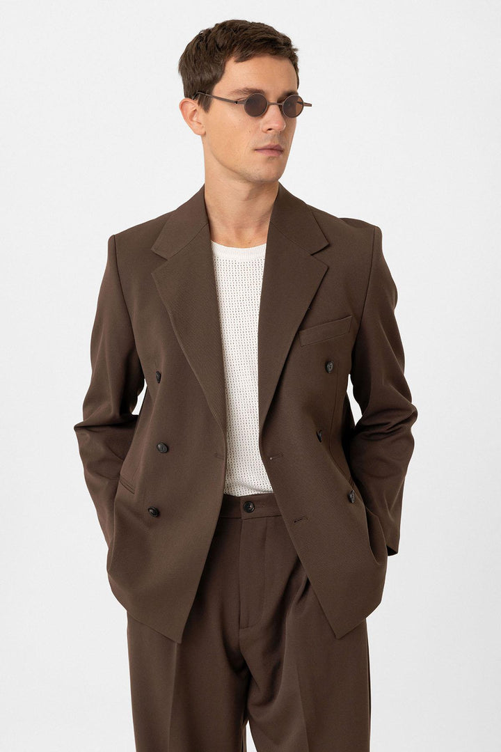 ANT Antioch Coffee Relax Fit Wrap Men's Blazer Jacket - Versailles