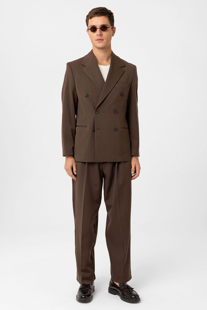 ANT Antioch Coffee Relax Fit Wrap Men's Blazer Jacket - Versailles