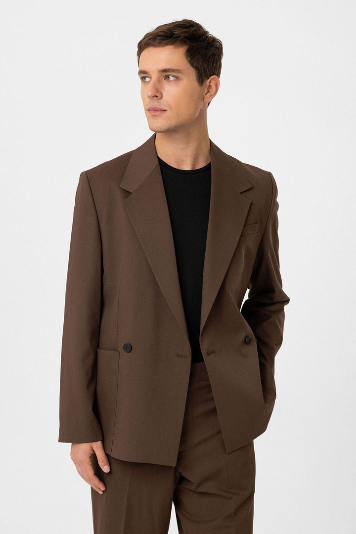 ANT Antioch Coffee Relax Fit Wrap Closure Men's Technical Blazer Jacket - Claremont
