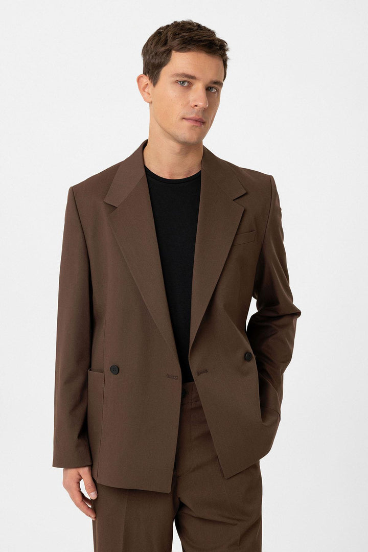 ANT Antioch Coffee Relax Fit Wrap Closure Men's Technical Blazer Jacket - Claremont
