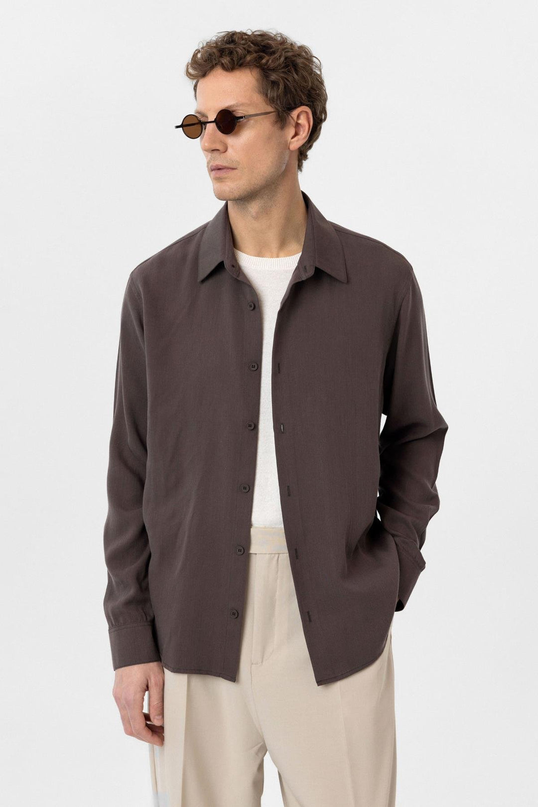 ANT Antioch Coffee Relax Fit Lyocell Fabric Men's Shirt - Nijmegen