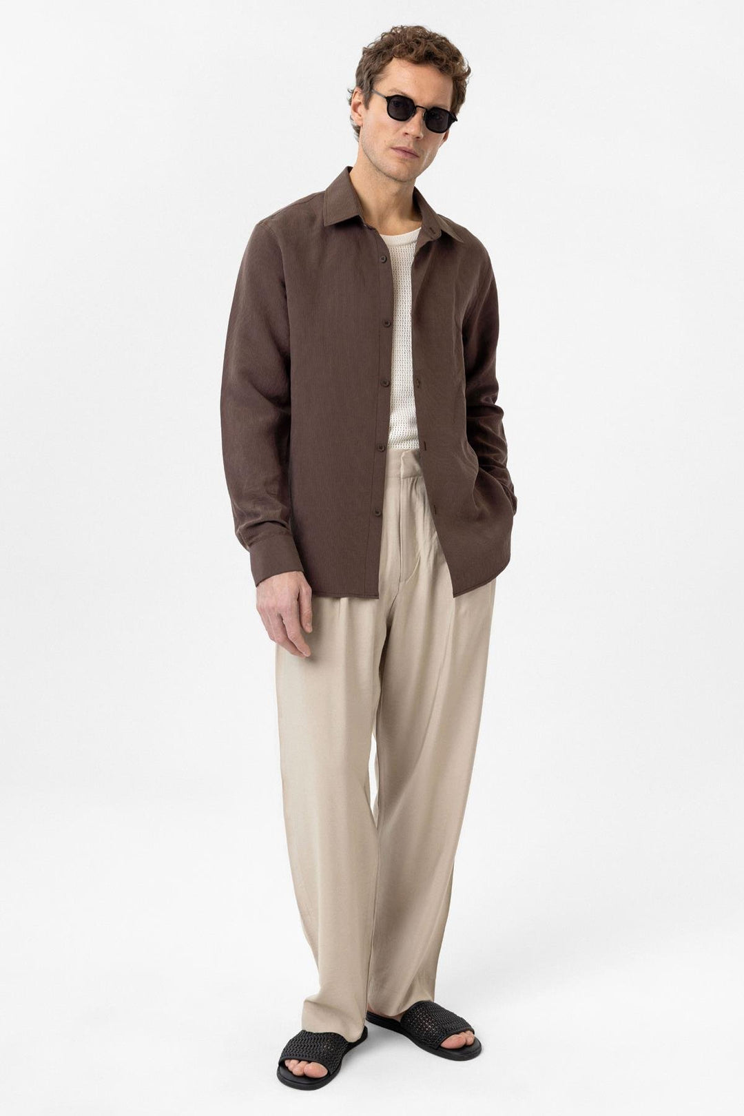 ANT Antioch Coffee Relax Fit Modal Fabric Men's Shirt - Blacksburg