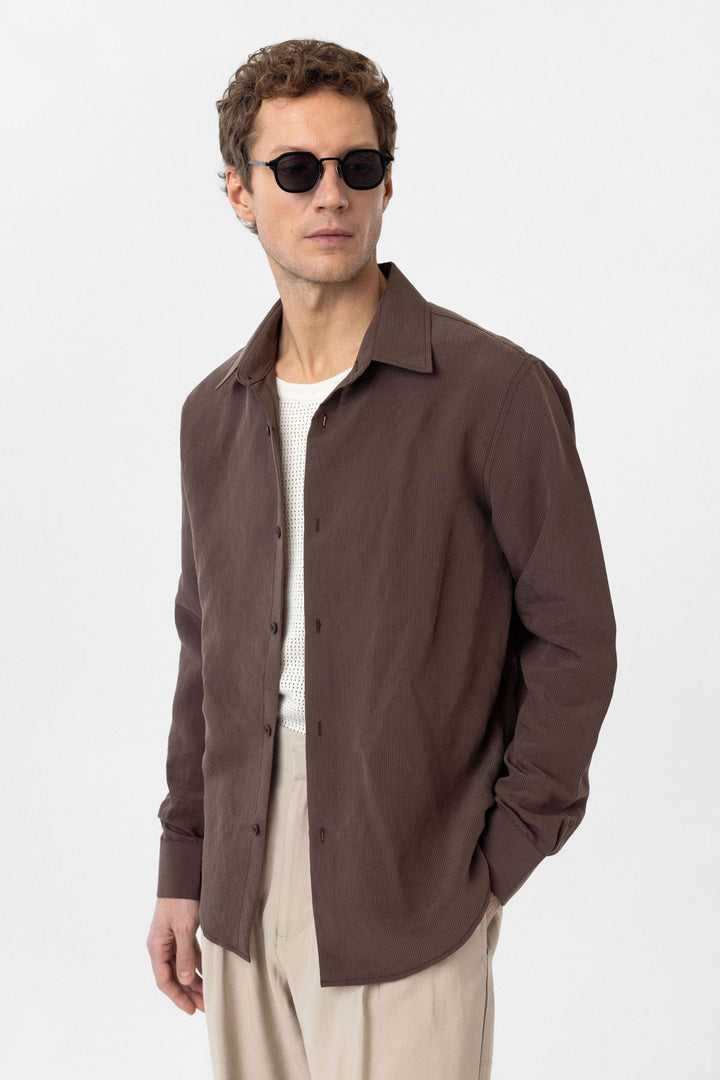 ANT Antioch Coffee Relax Fit Modal Fabric Men's Shirt - Blacksburg