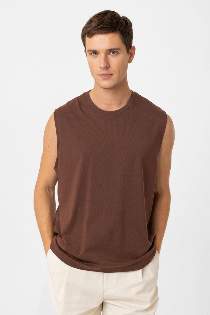 ANT Antioch Kahve Relaxed Fit Erkek Kolsuz T-Shirt - Billings