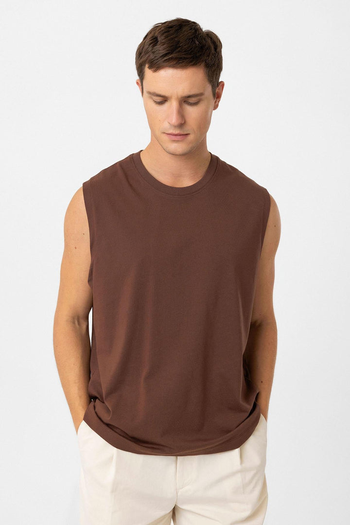 ANT Antioch Kahve Relaxed Fit Erkek Kolsuz T-Shirt - Billings