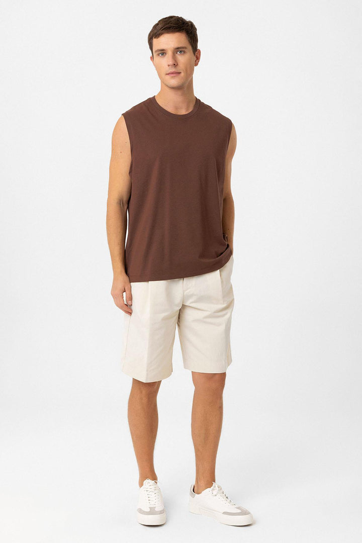 ANT Antioch Kahve Relaxed Fit Erkek Kolsuz T-Shirt - Billings