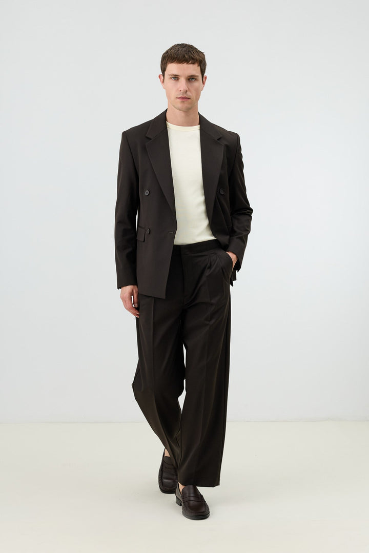 ANT Antioch Kahve Relaxed Kruvaze Erkek Blazer Ceket - Vilnius