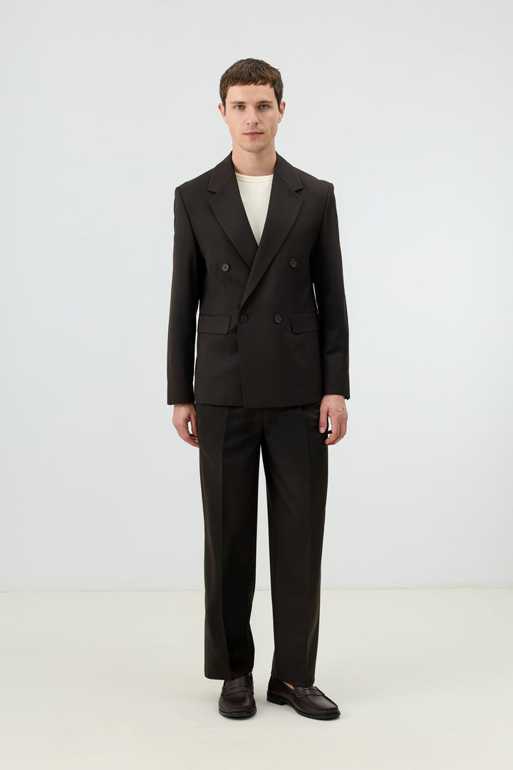 ANT Antioch Kahve Relaxed Kruvaze Erkek Blazer Ceket - Vilnius