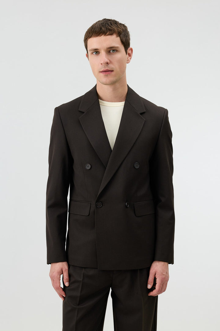 ANT Antioch Kahve Relaxed Kruvaze Erkek Blazer Ceket - Vilnius