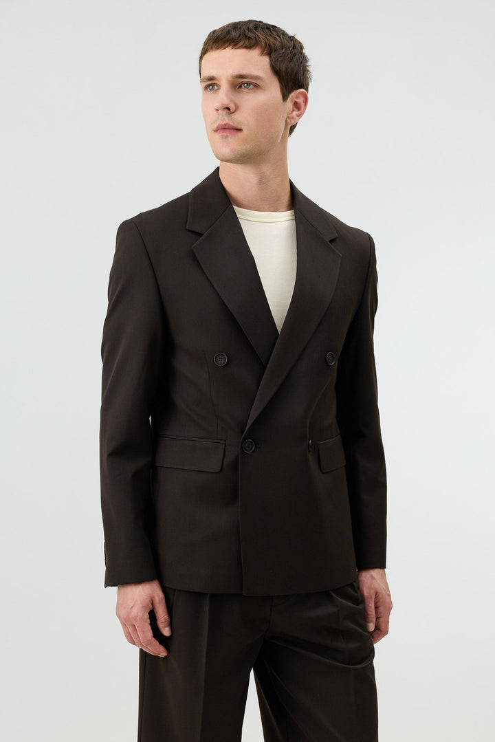 ANT Antioch Kahve Relaxed Kruvaze Erkek Blazer Ceket - Vilnius