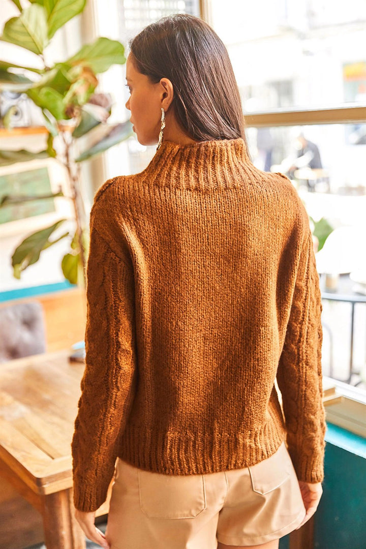 Coffee Hair Braided Fisherman Sweater BCBSK-25700-K7504 - Toms River