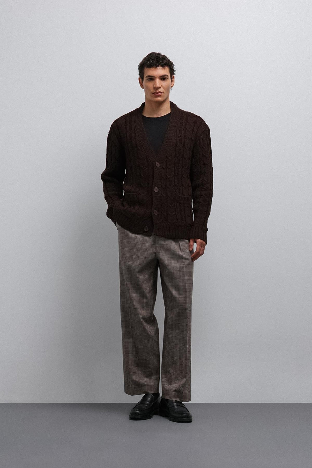 ANT Antioch Coffee Textured Men's Cardigan with Braided Hair - Hengelo