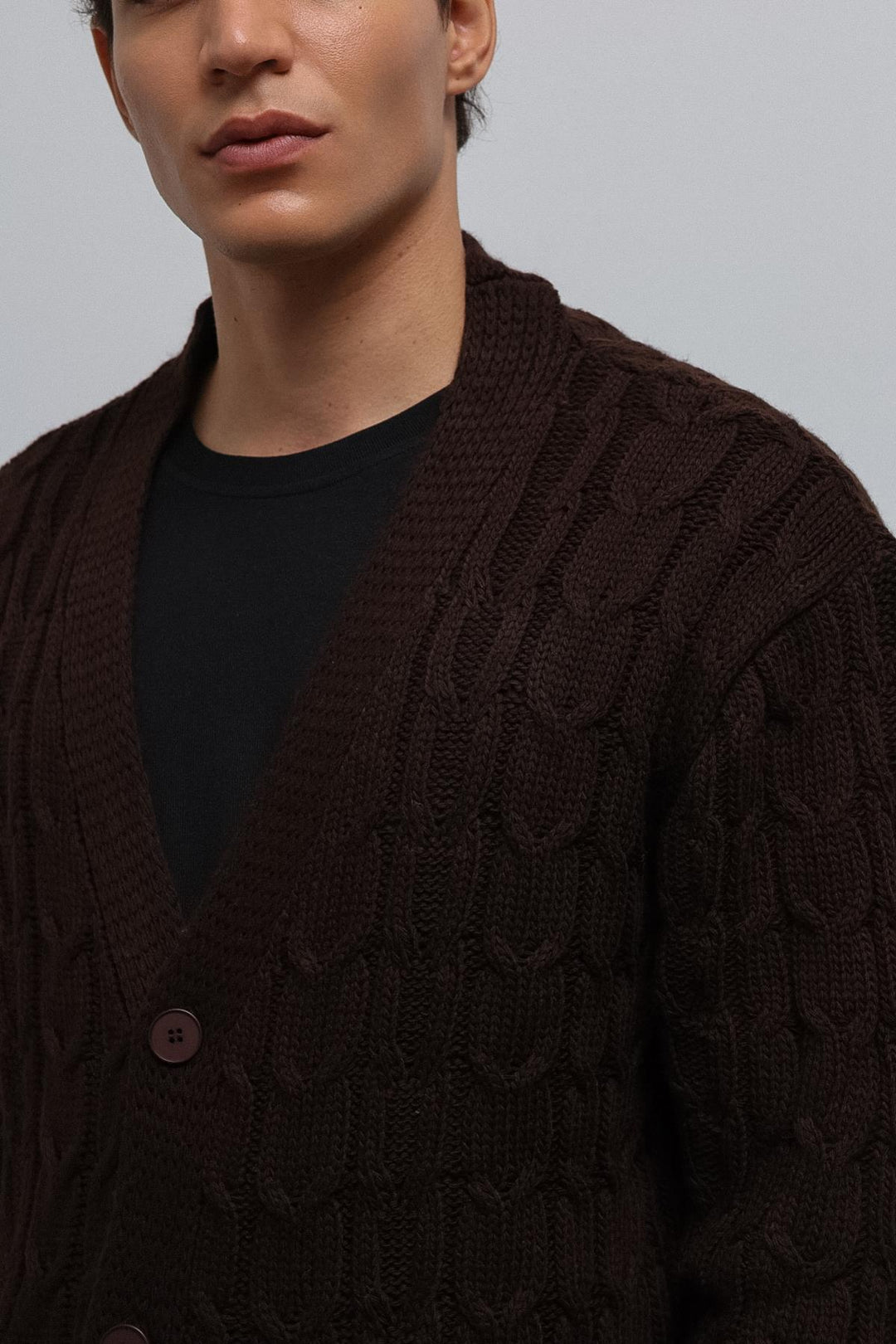 ANT Antioch Coffee Textured Men's Cardigan with Braided Hair - Hengelo