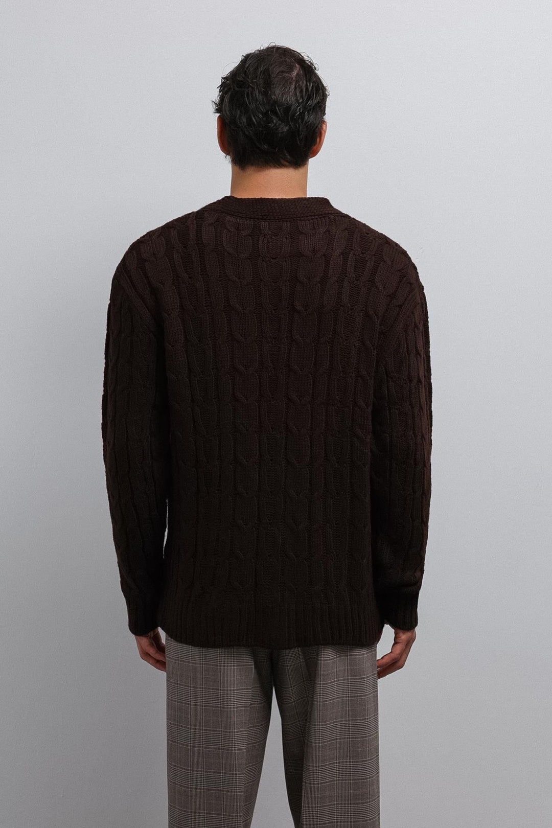 ANT Antioch Coffee Textured Men's Cardigan with Braided Hair - Hengelo