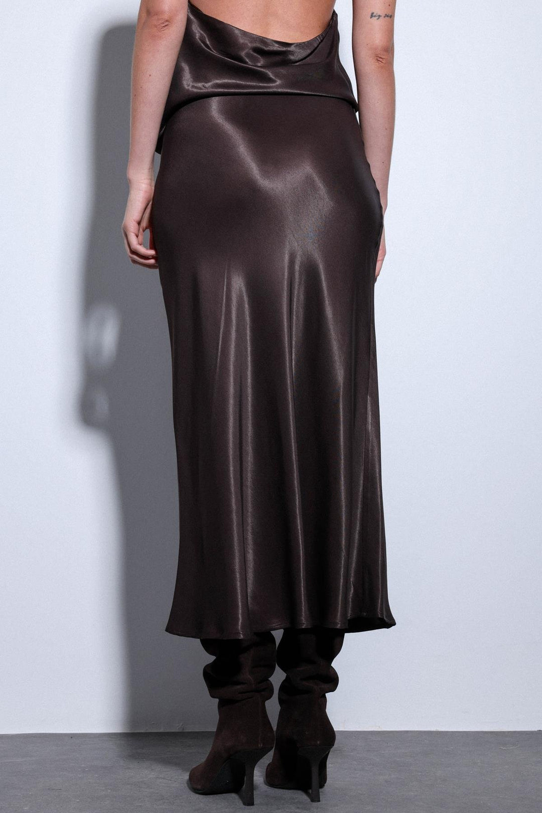 ANT Antioch Coffee Satin Midi Skirt - Mackay