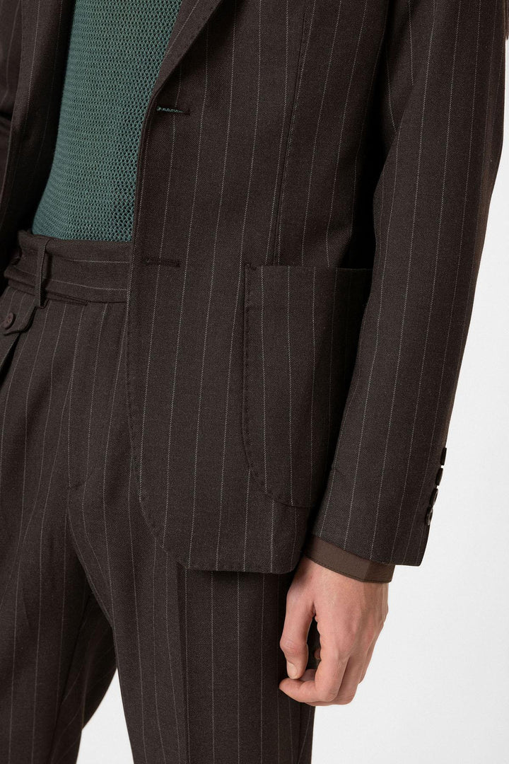 ANT Antioch Coffee Slim Fit Striped Men's Blazer Jacket - Hamburg