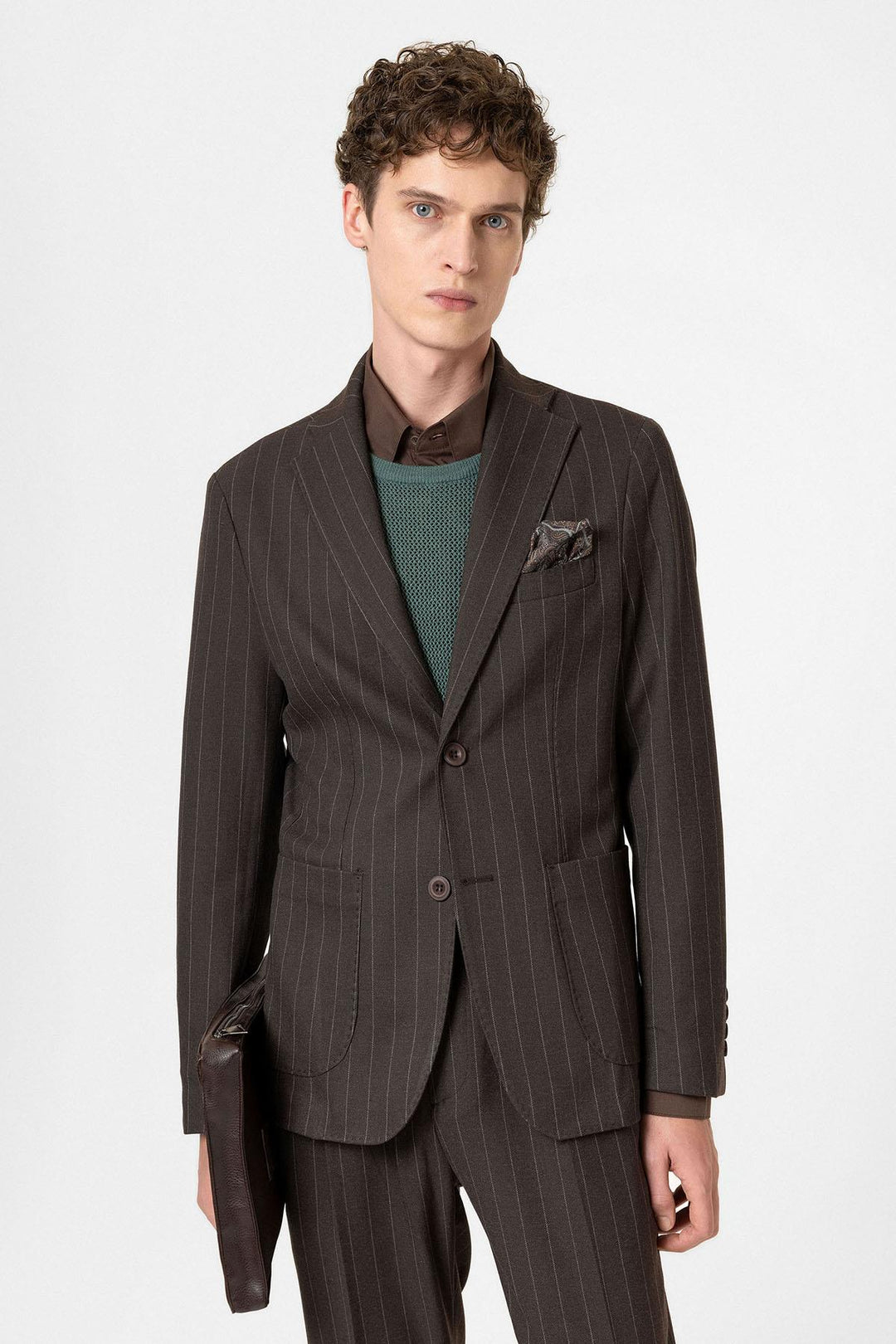 ANT Antioch Coffee Slim Fit Striped Men's Blazer Jacket - Hamburg