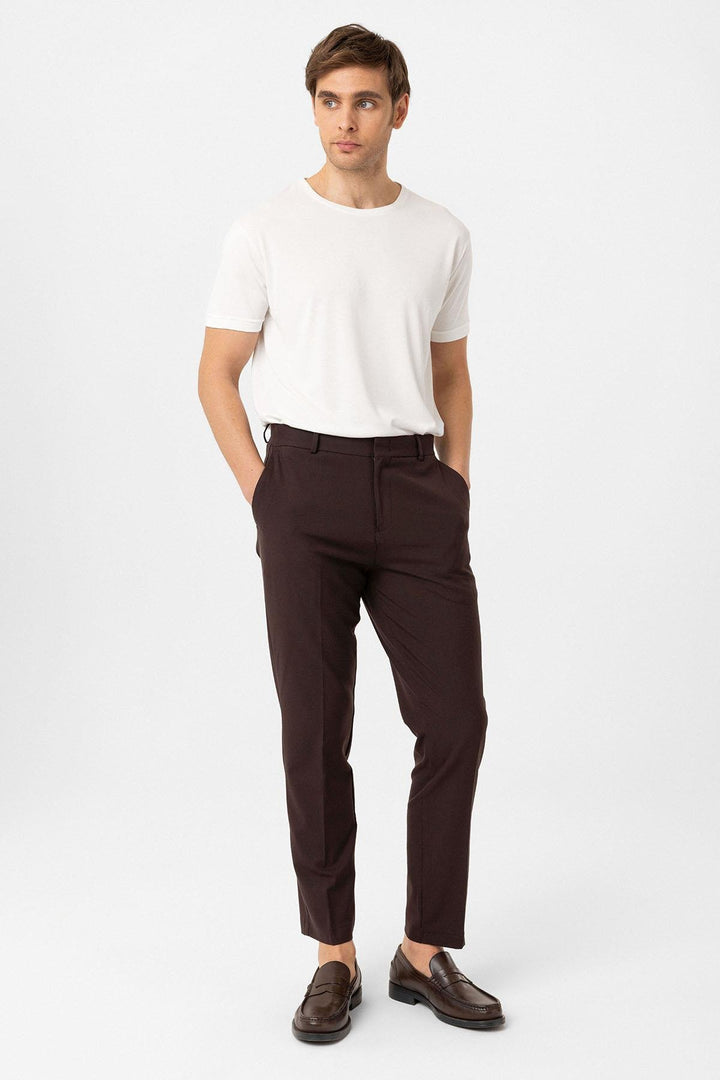 ANT Antioch Kahve Slim Fit Comfort Erkek Pantolon - Crystal Lake