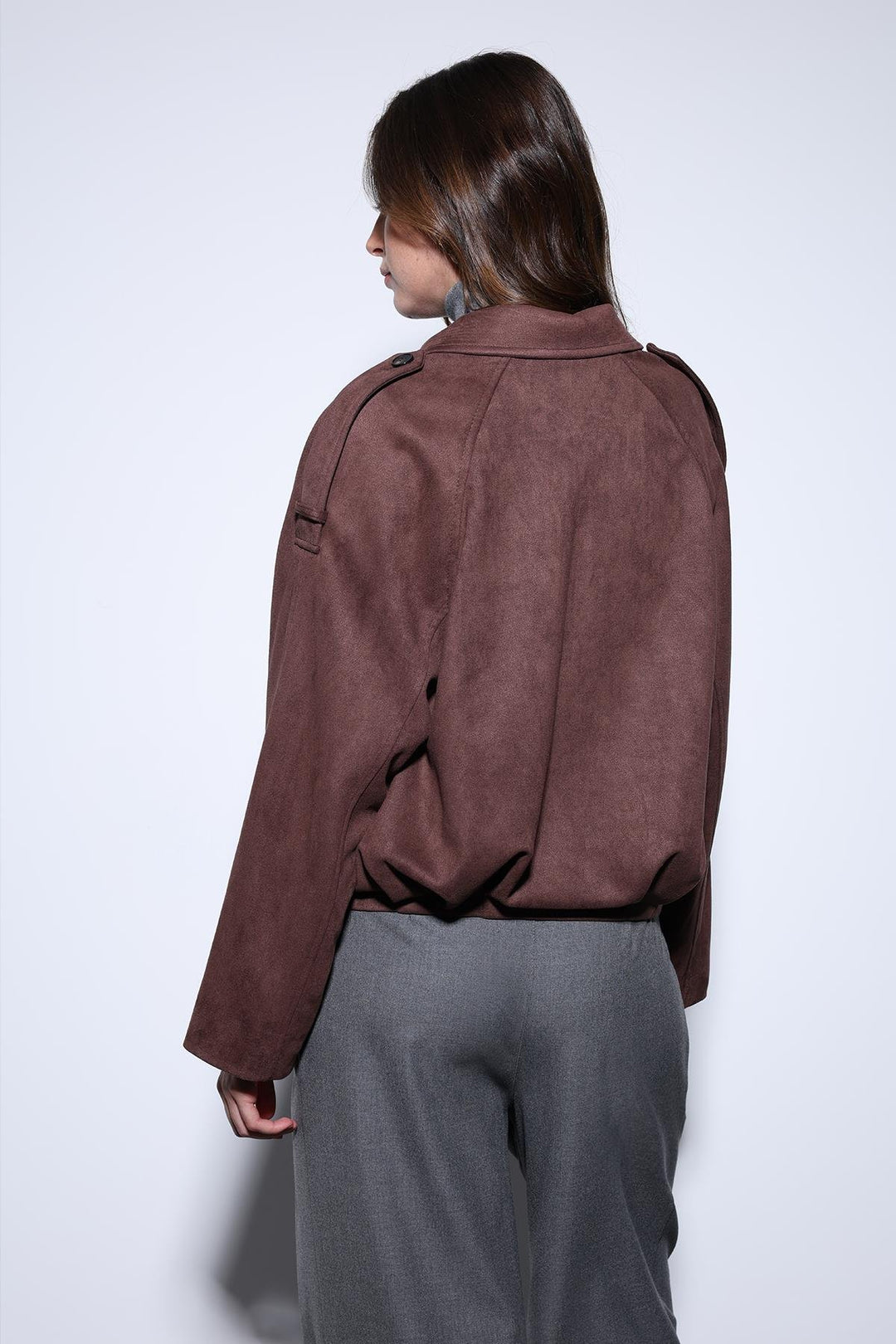 ANT Antioch Coffee Suede-Look Bomber Women's Jacket - Frosinone