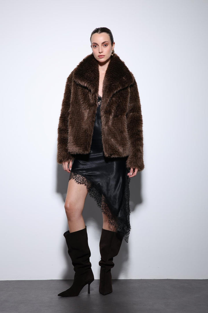 ANT Antioch Coffee Faux Fur Women's Jacket - East Honolulu