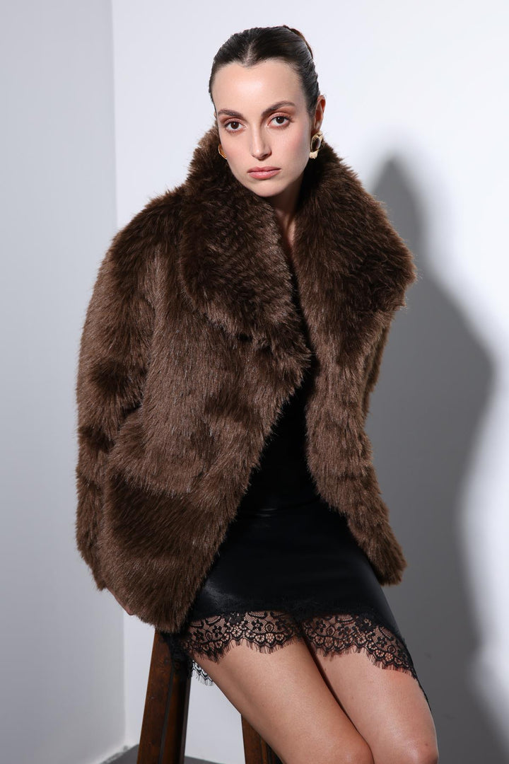 ANT Antioch Coffee Faux Fur Women's Jacket - East Honolulu