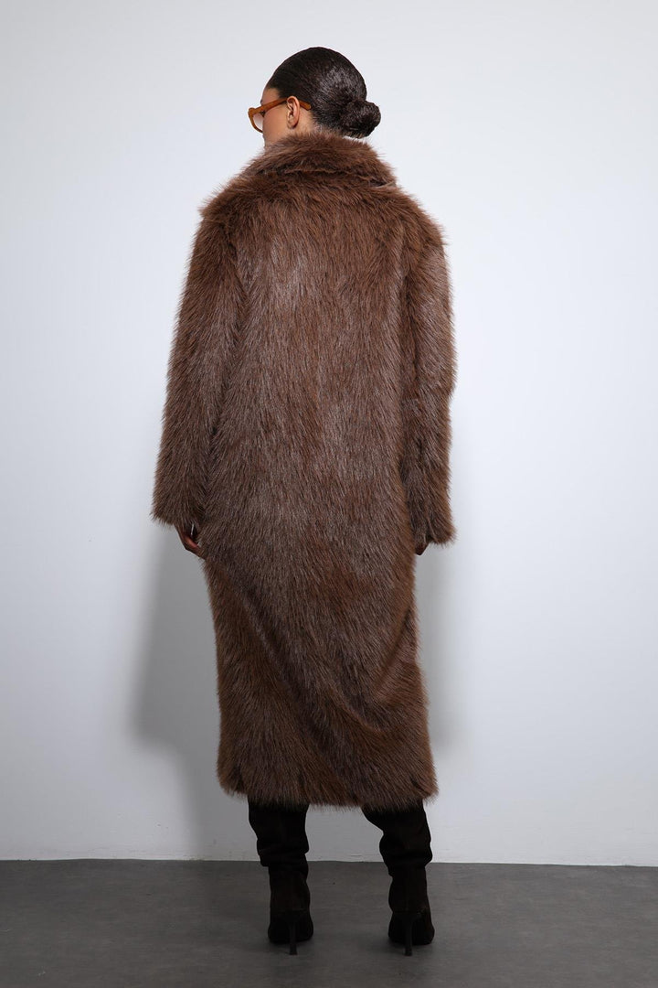 ANT Antioch Coffee Artificial Fur Long Coat - West Fargo