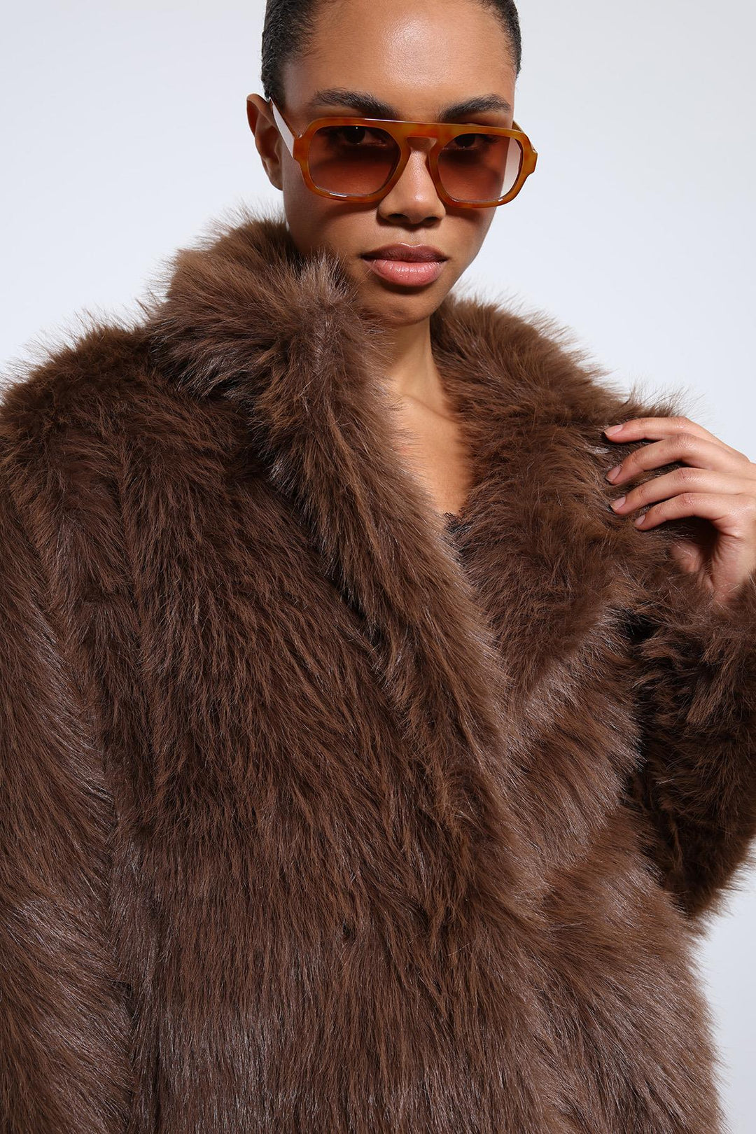 ANT Antioch Coffee Artificial Fur Long Coat - West Fargo