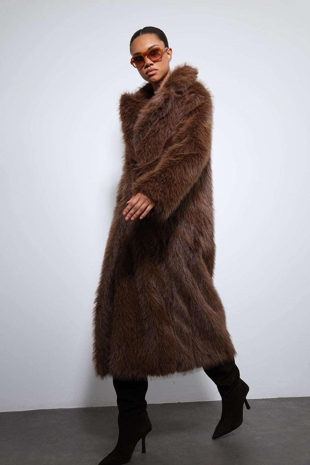 ANT Antioch Coffee Artificial Fur Long Coat - West Fargo