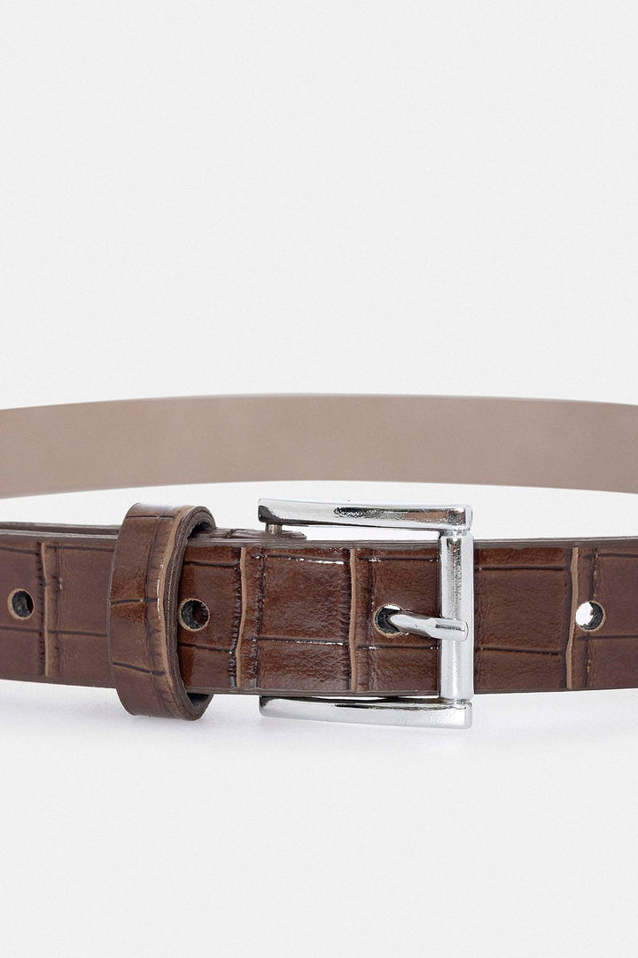 ANT Antioch Coffee Crocodile Skin Look Women's Belt - Barnet