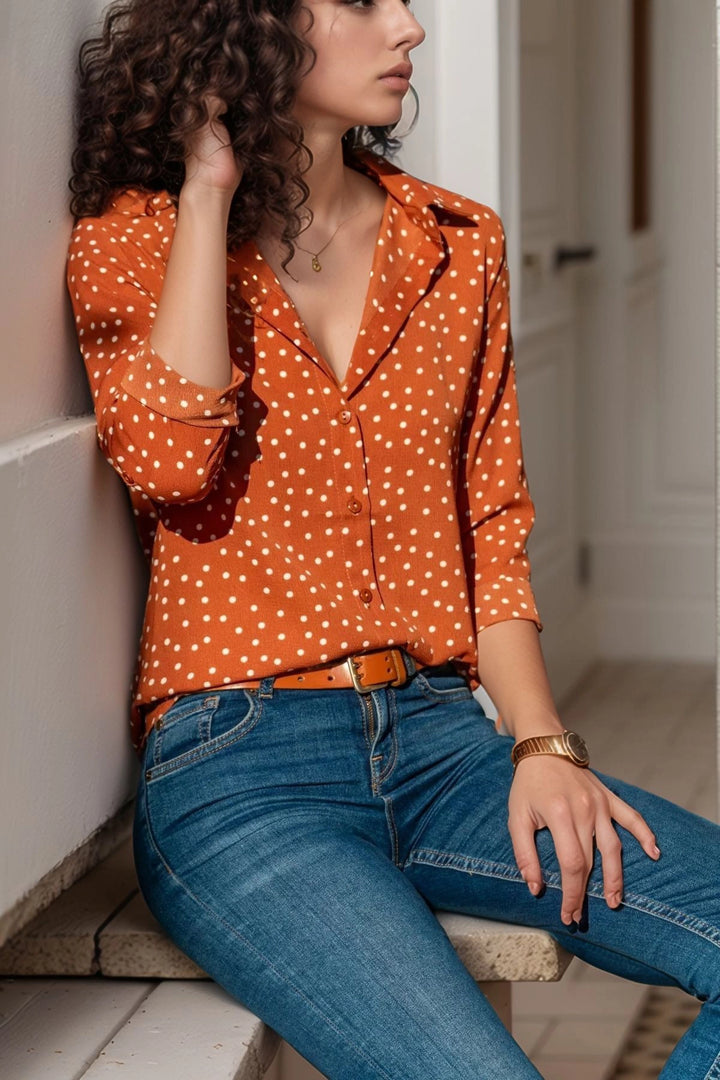 Coffee Long Sleeve Buttoned Oversized Shirt BCBSK-25700-2711 - Santa Catarina Otzolotepec