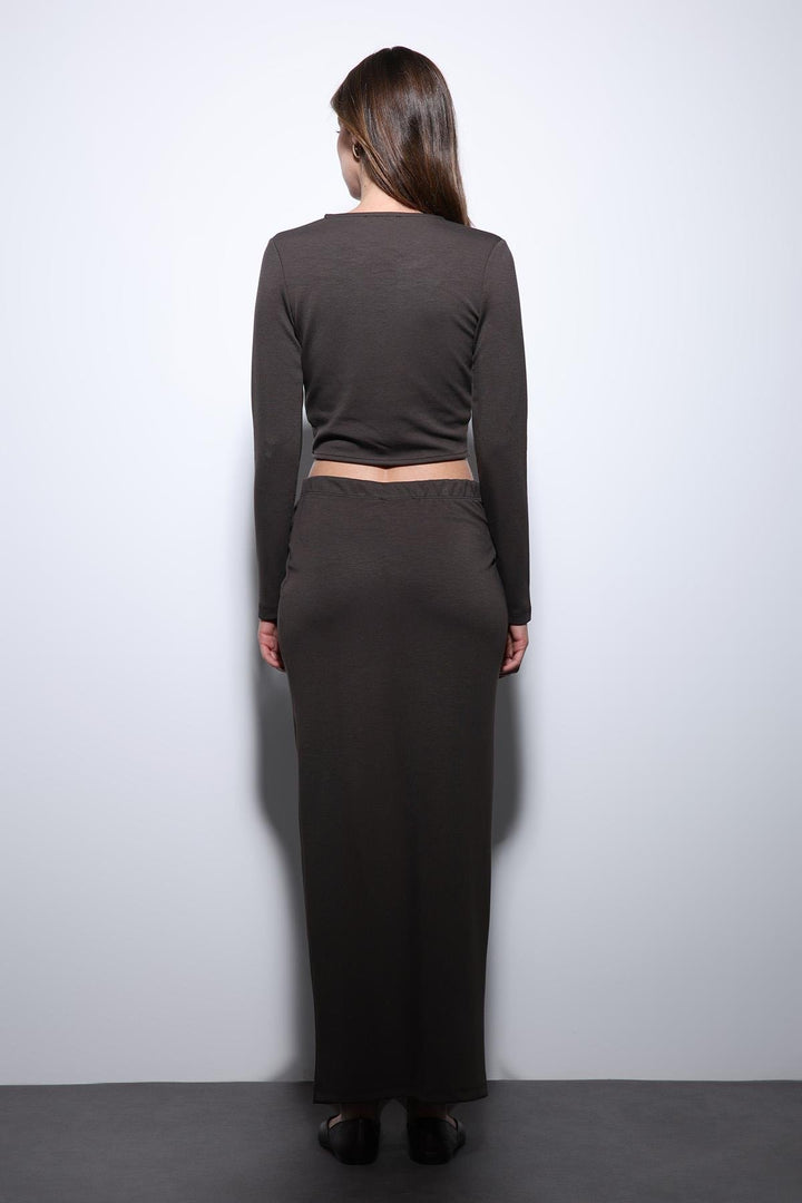 ANT Antioch Coffee Slit Detailed Women's Skirt Suit - Tortosa