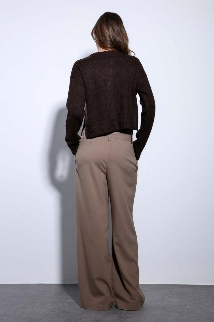 ANT Antioch Coffee Slit Knitted Sweater for Women - Neu Isenburg