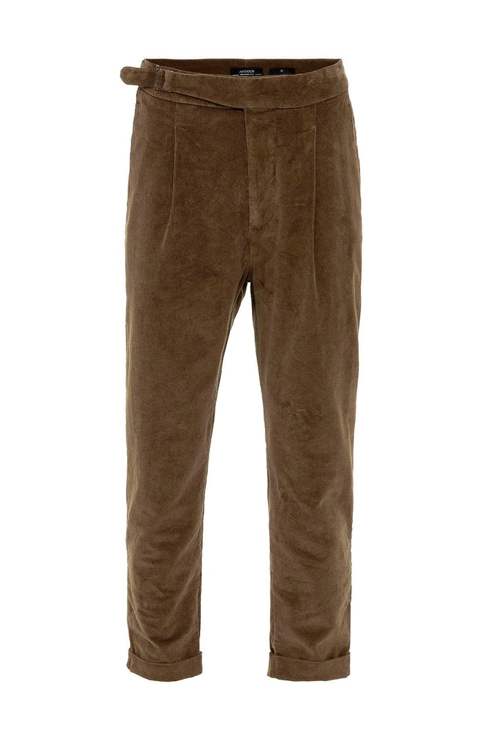 ANT Antioch Coffee High Waist Double Pleated Velvet Men's Pants - Buena Park