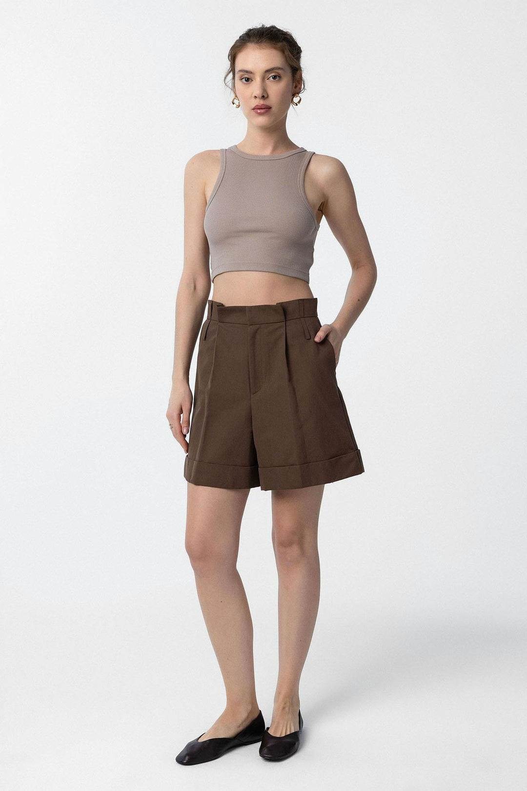ANT Antioch Coffee High Waist Brushed Women's Bermuda Shorts - Ciudad Río Bravo