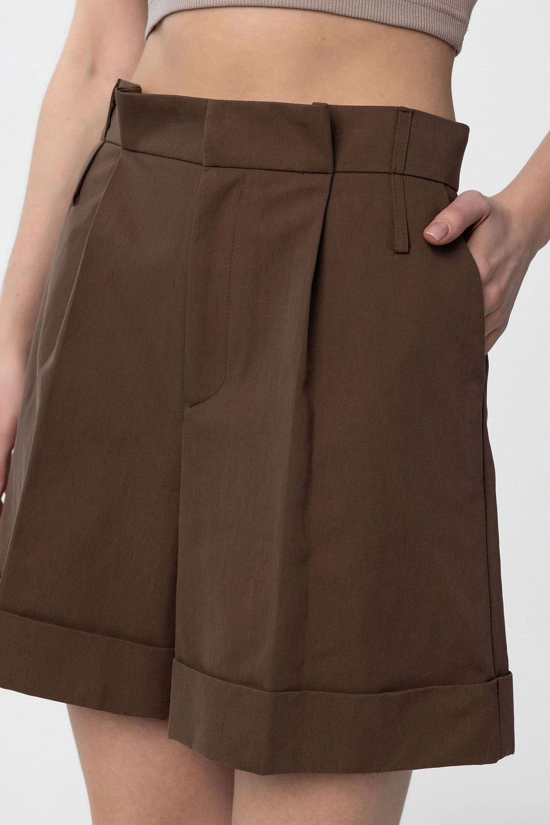 ANT Antioch Coffee High Waist Brushed Women's Bermuda Shorts - Ciudad Río Bravo