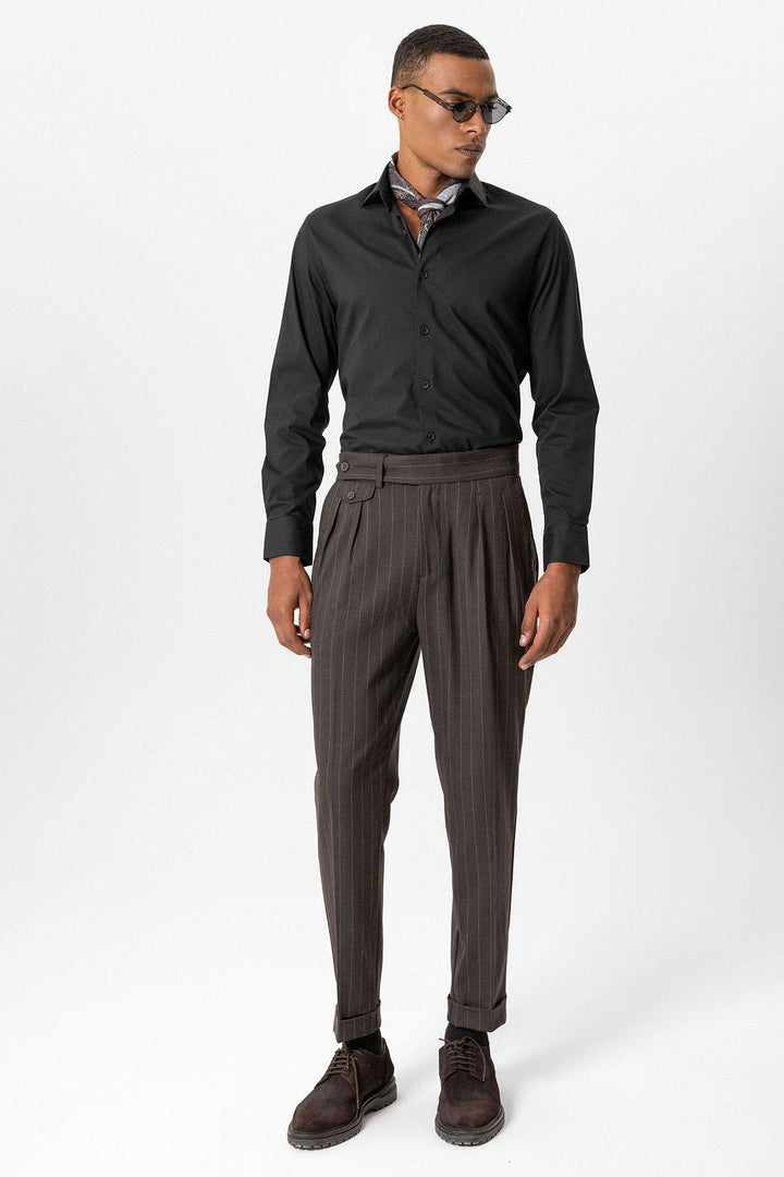 ANT Antioch Coffee High Waist Striped Men's Pants - Velletri
