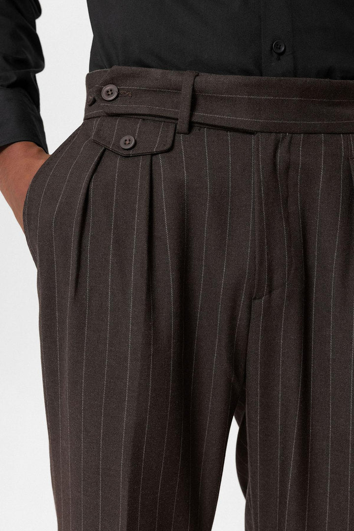 ANT Antioch Coffee High Waist Striped Men's Pants - Velletri