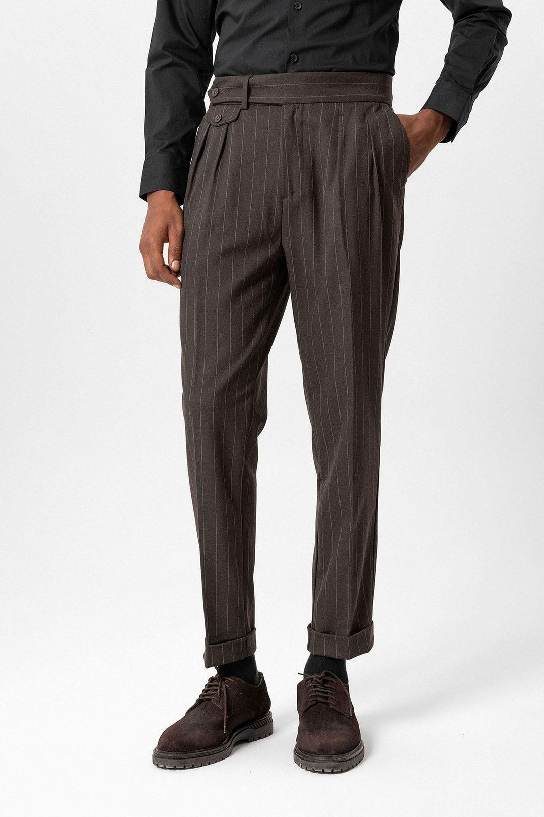 ANT Antioch Coffee High Waist Striped Men's Pants - Velletri
