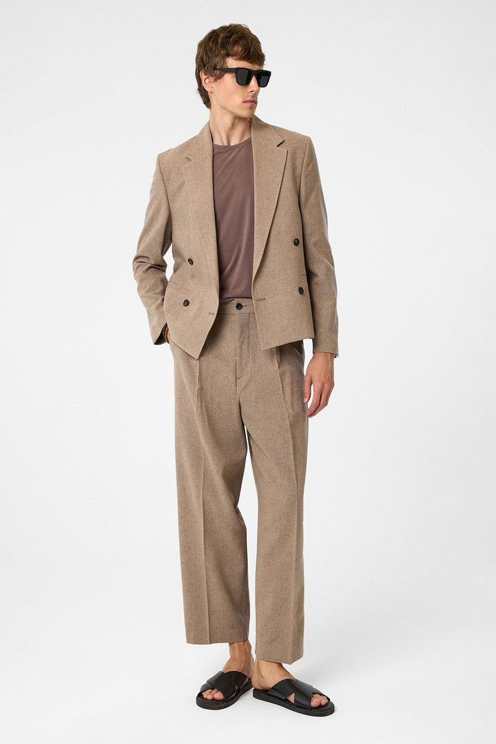 ANT Antioch Coffee High Waist Pleated Relax Fit Men's Pants - Rosemead