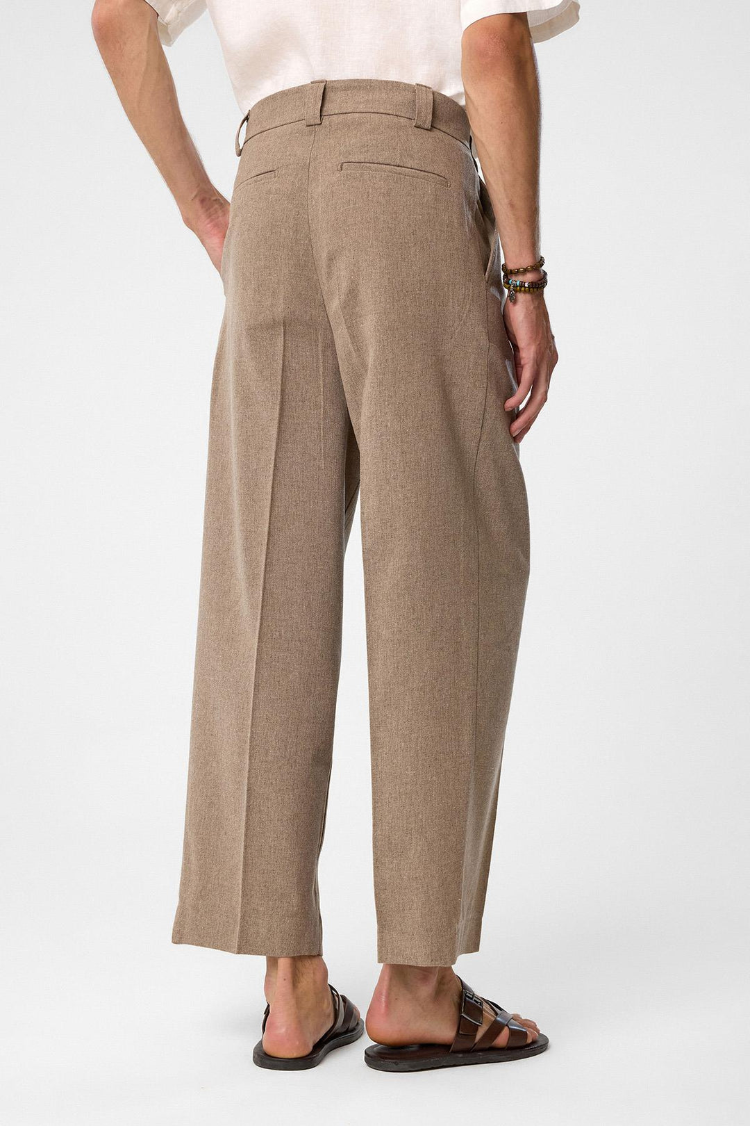 ANT Antioch Coffee High Waist Pleated Relax Fit Men's Pants - Rosemead