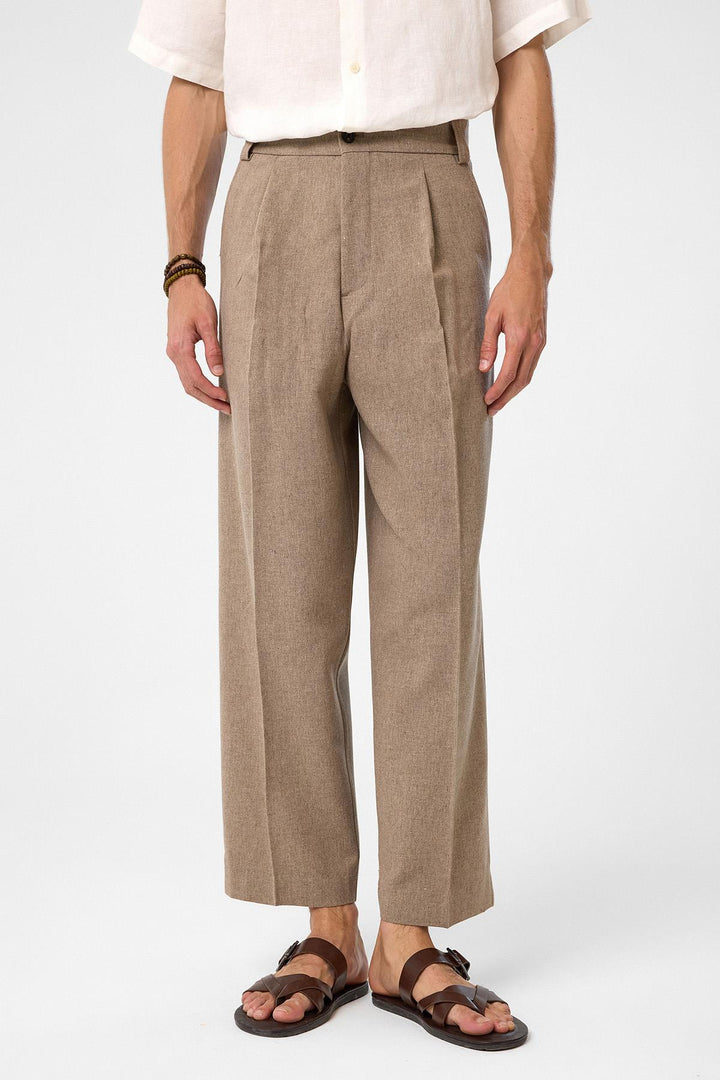 ANT Antioch Coffee High Waist Pleated Relax Fit Men's Pants - Rosemead