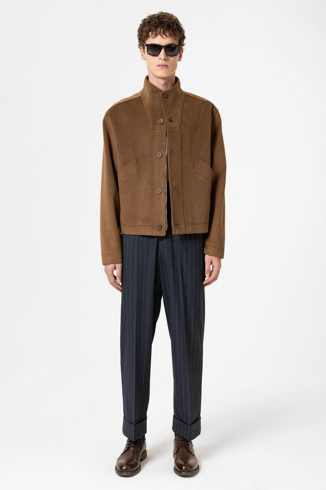 ANT Antioch Kahve Yün Karışımlı Dik Yaka Erkek Mont - Langen